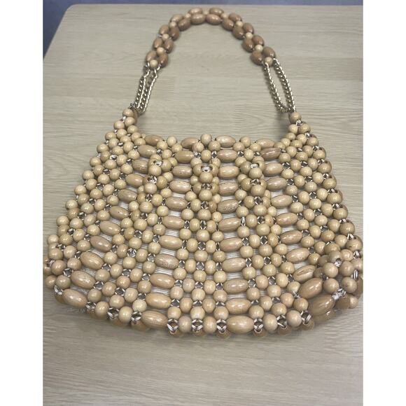 Wooden Vintage Bead Handbag Purse Chain Strap Made in Japan 1960s An Exclusive - Picture 4 of 11